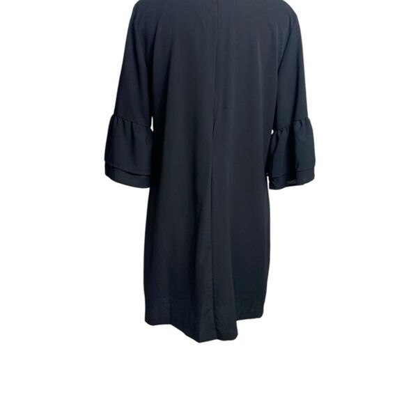 Black V-Neck Dress with Ruffle Sleeves short solid black - Picture 4 of 9